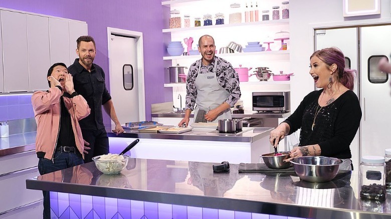 Natalie and Luis in the Crime Scene Kitchen