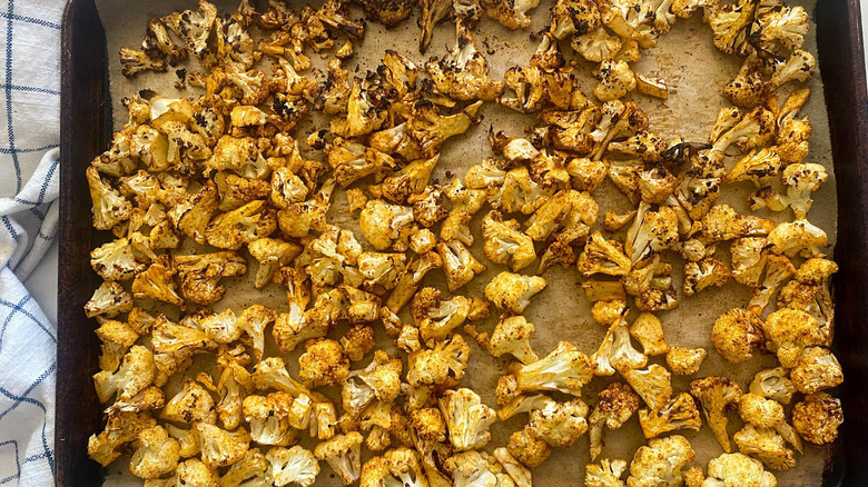 cauliflower on baking sheet