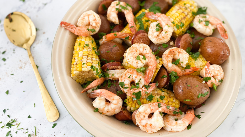 Quick Instant Pot Low Country Boil served in a bowl