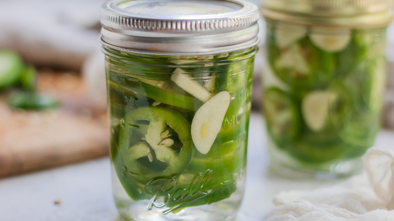 pickled jalapenos in mason jar