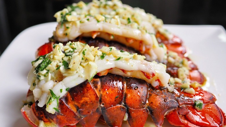 Lobsters with herbs and butter