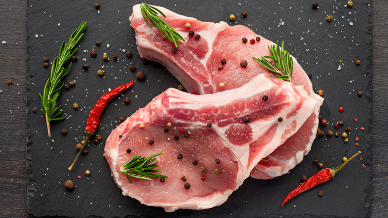 seasoned pork chops on board