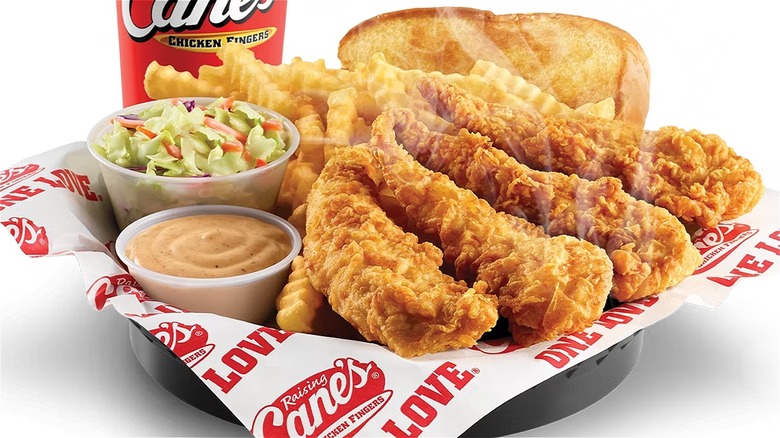 Raising Cane's chicken fingers, fries, and a drink