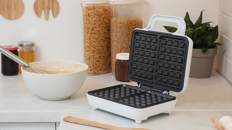 waffle maker open and waiting