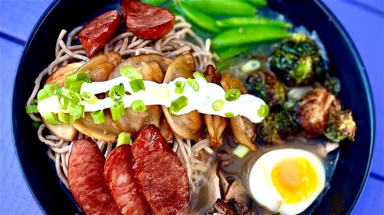 Polish kielbasa ramen with sour cream