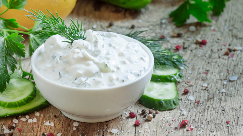 White ranch dressing in a bowl