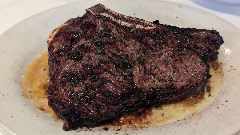 Ruth's Chris ribeye steak on a plate