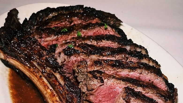 Morton's The Steakhouse ribeye steak on a plate