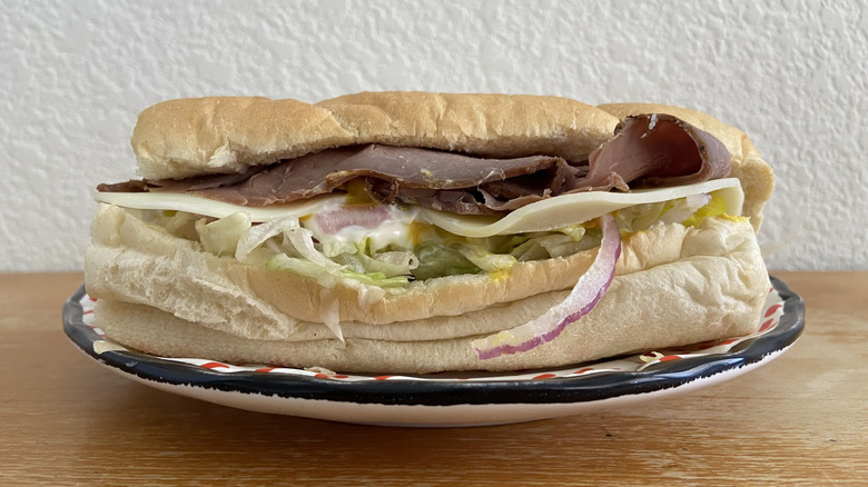 Subway sandwich on a small plate