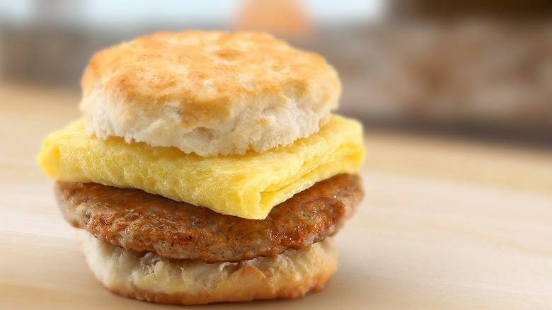 Mcdonald's sausage biscuit with egg