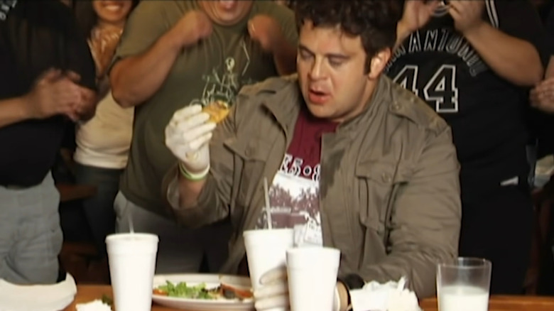 Adam Richman sweating out the Four Horsemen Challenge