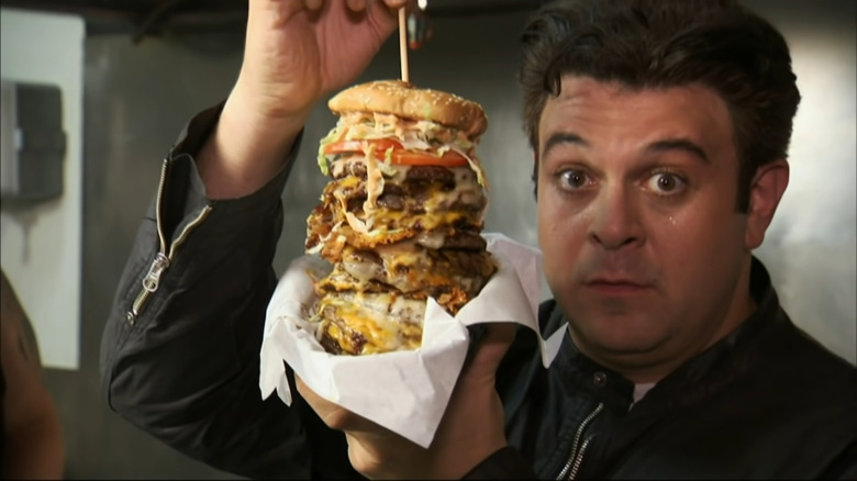 Adam Richman with the OM*G Burger Challenge