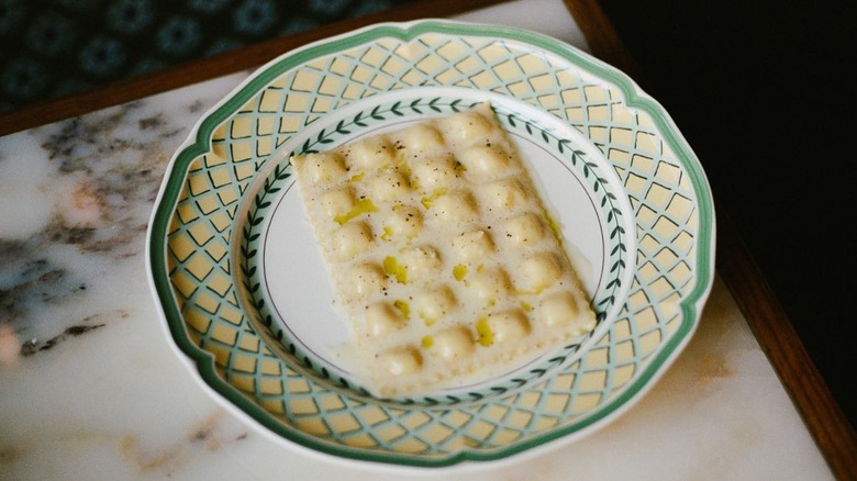 Ravioles du Dauphiné sheet on a plate