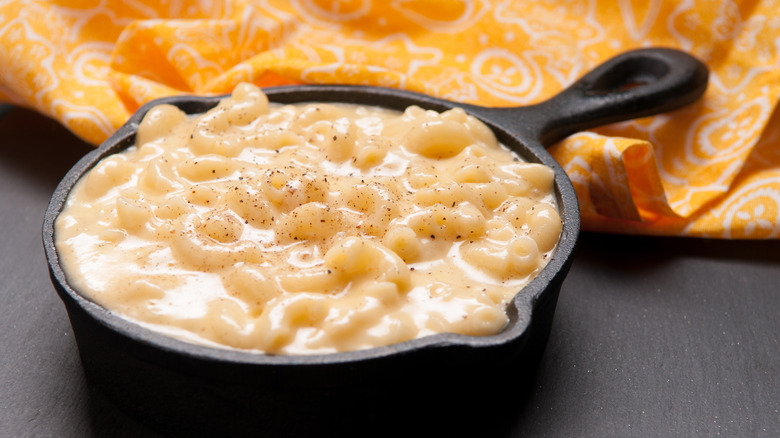 A pot of macaroni and cheese