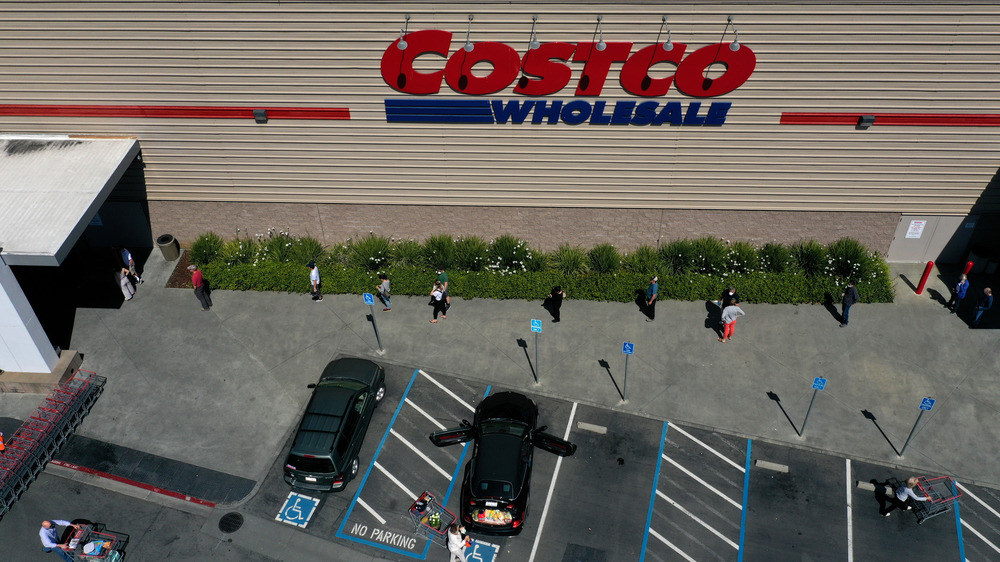 People waiting in line at a Costco