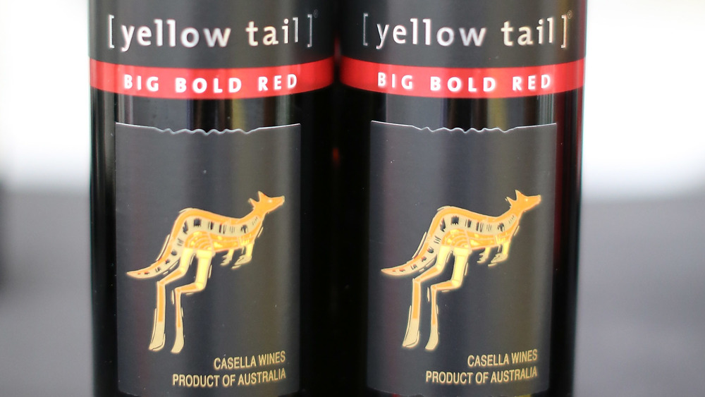 Two bottles of Yellow Tail wine