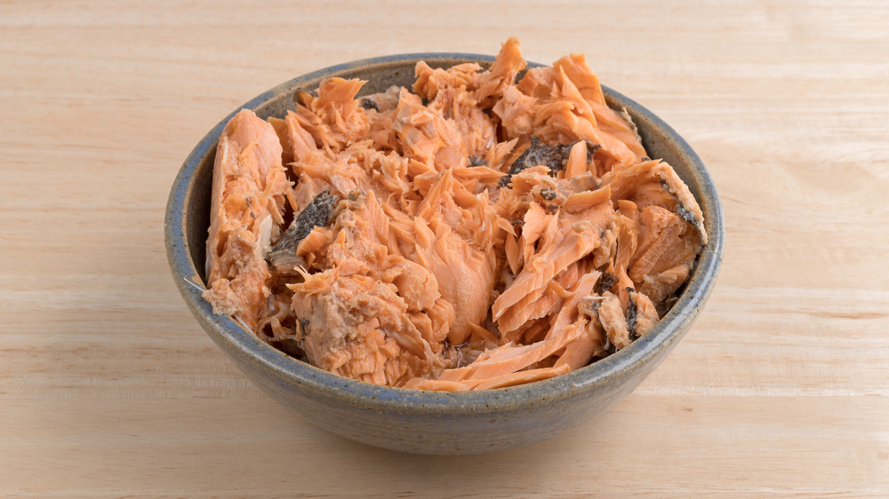 canned salmon in a bowl