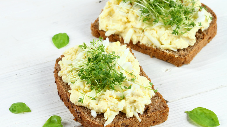 Creamy egg salad on toast