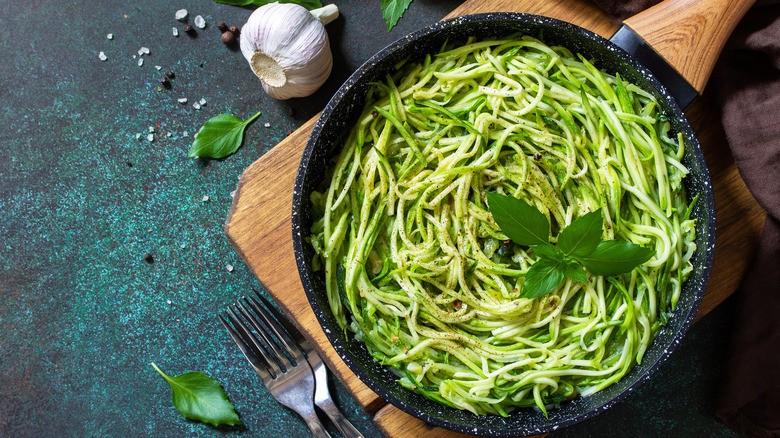 Zucchini noodles in a bowl