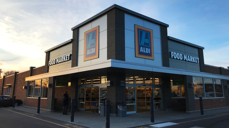 Aldi store at sunset