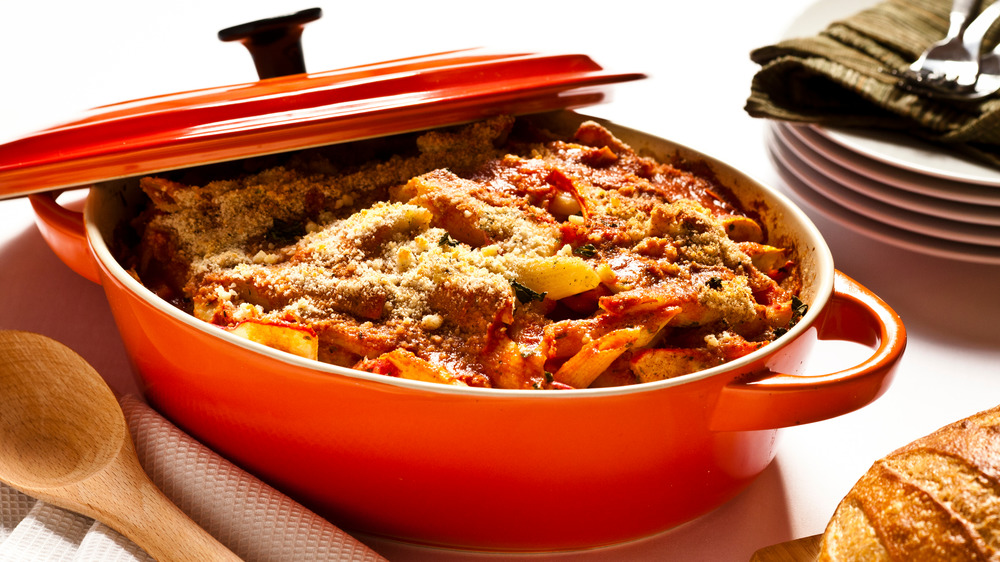 Pasta casserole in Dutch oven