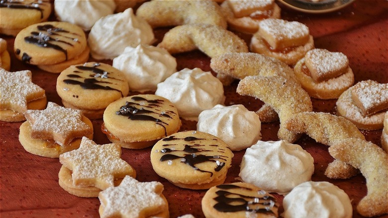 Christmas cookies in rows