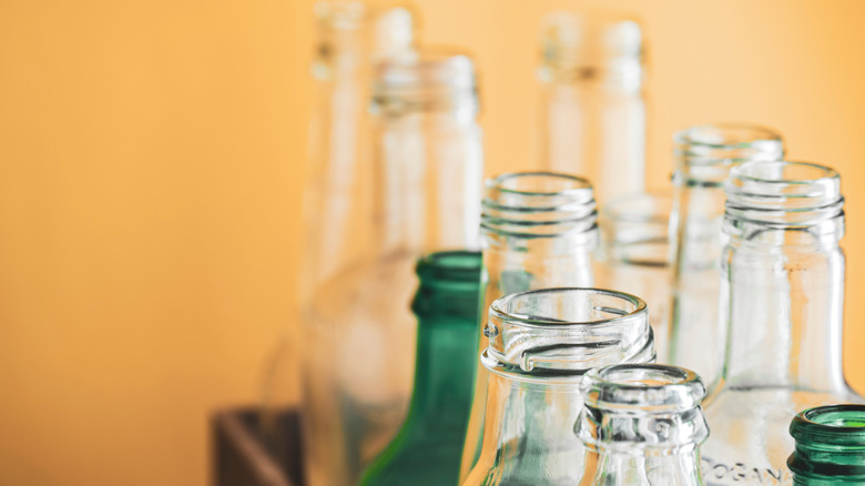 Empty glass bottles