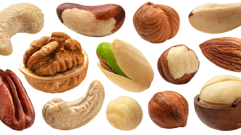 Grouping of various types of nuts