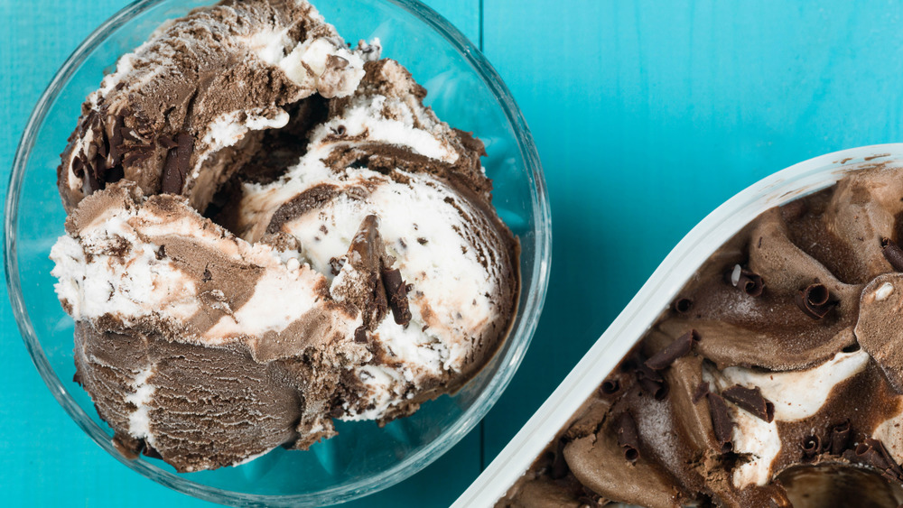 Ice cream in glass bowl