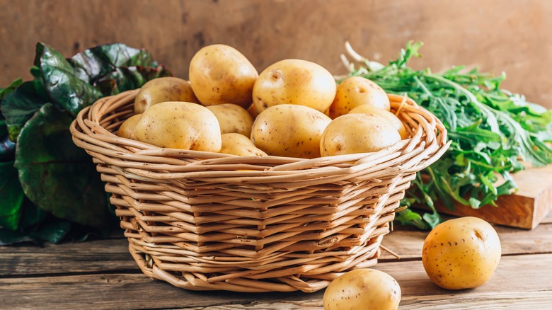 basket full of potatoes