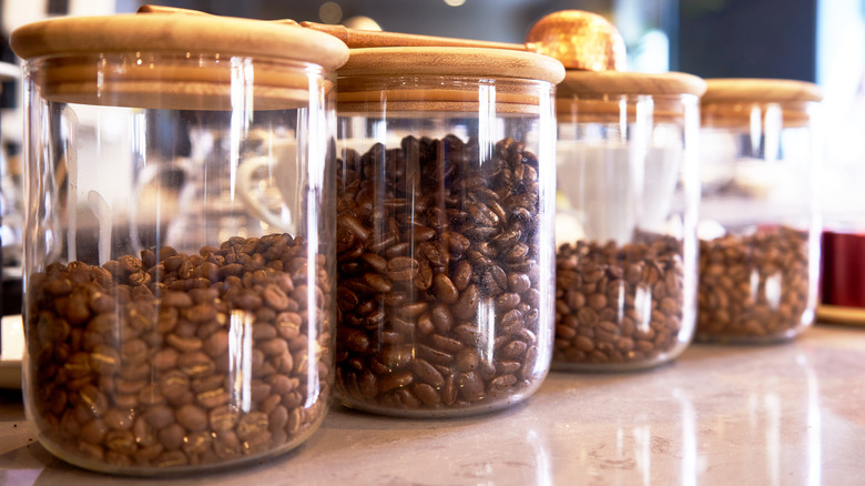 coffee beans in jars