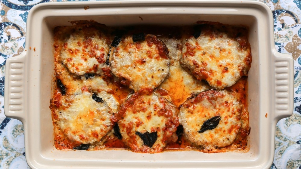 tray of eggplant parmesan 