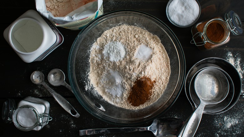 Measuring out ingredients for recipe