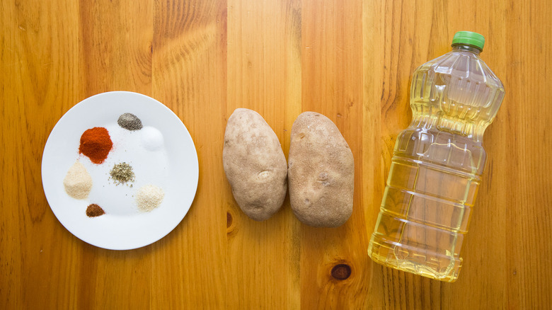 Cajun fries ingredients on table