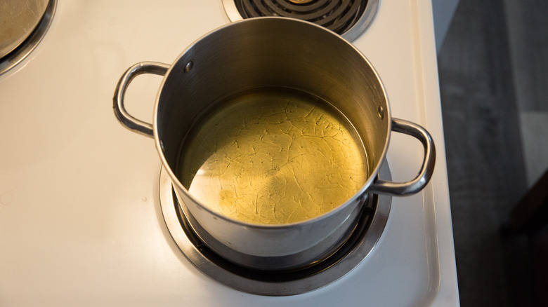 oil heating in medium pot