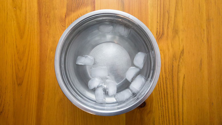 large bowl of ice water