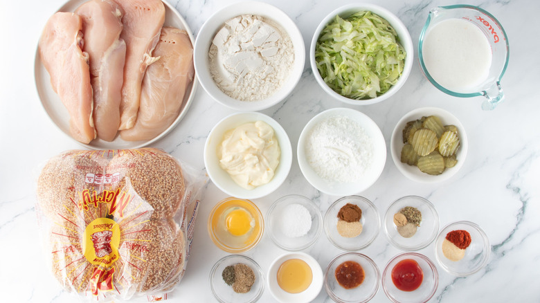 Ingredients for copycat KFC Zinger sandwich
