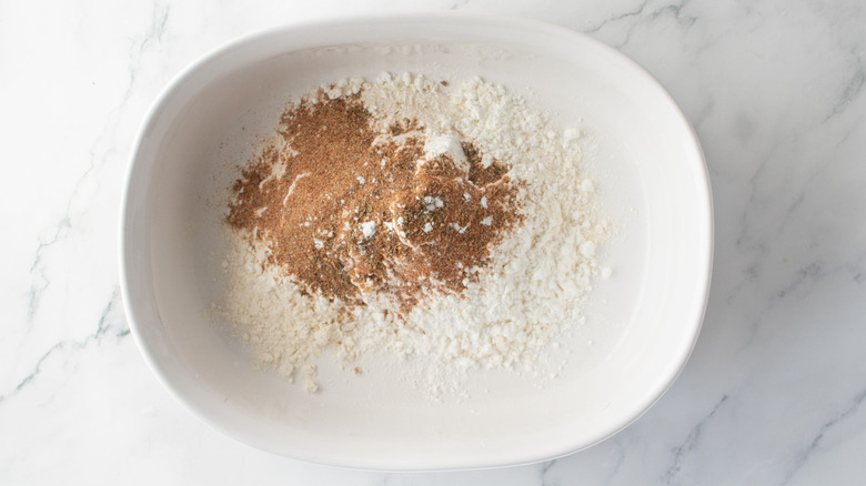 Flour and seasonings in bowl