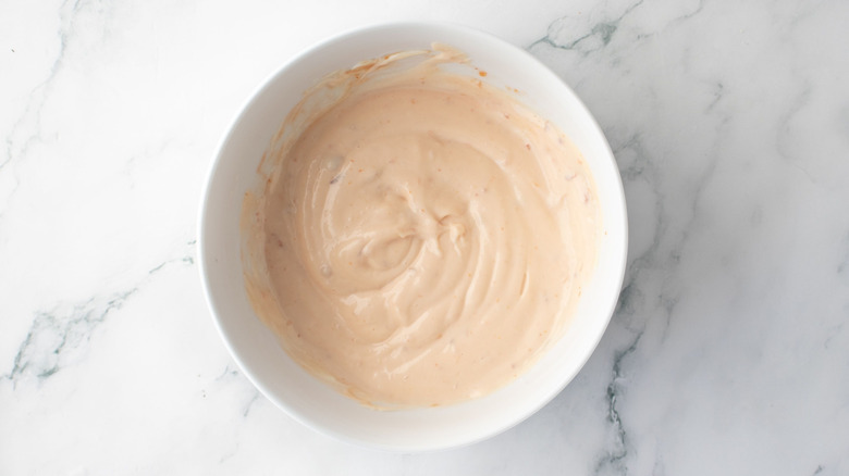 Creamy sauce in bowl