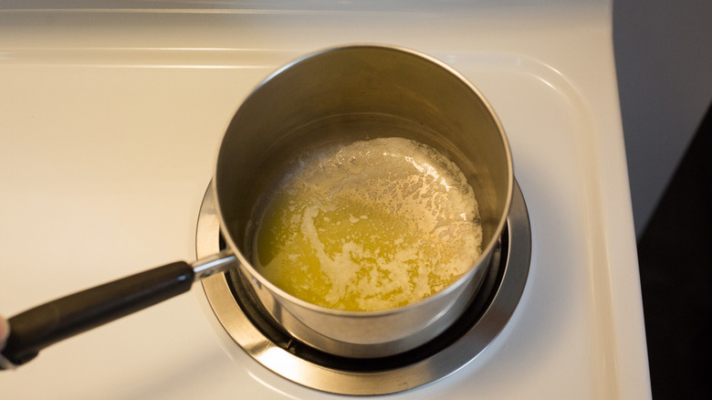 butter melting in small saucepan