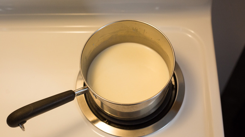 milk in small saucepan