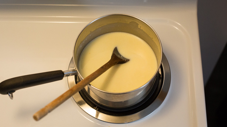 cheese sauce in small saucepan