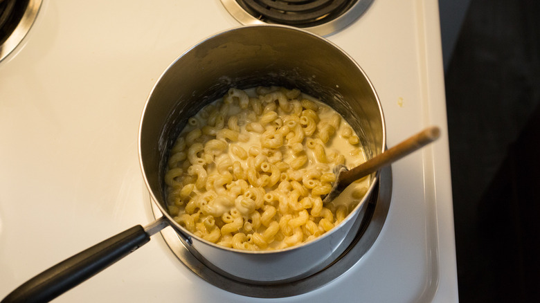 creamy pasta in medium pot