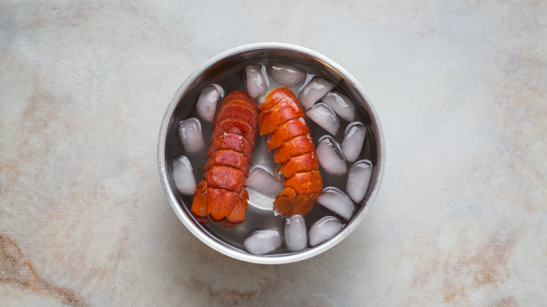 lobster tails in ice water