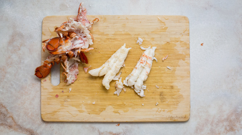 lobster tail meat on board