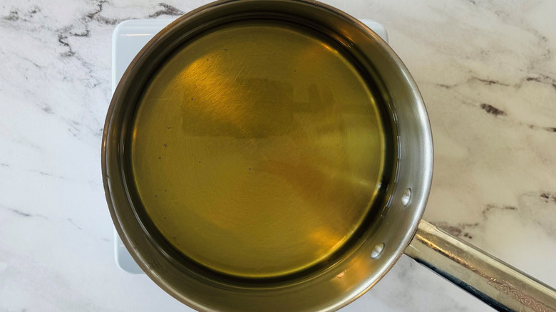 Saucepan filled with oil