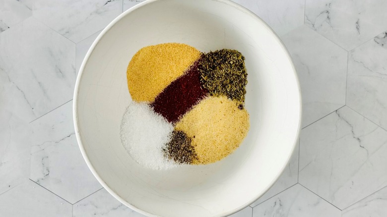 seasonings in a white bowl