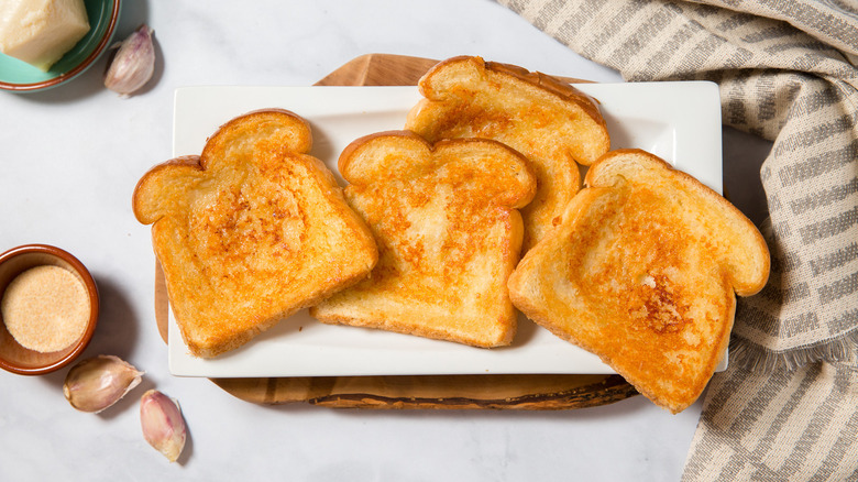 cheese toast served on table