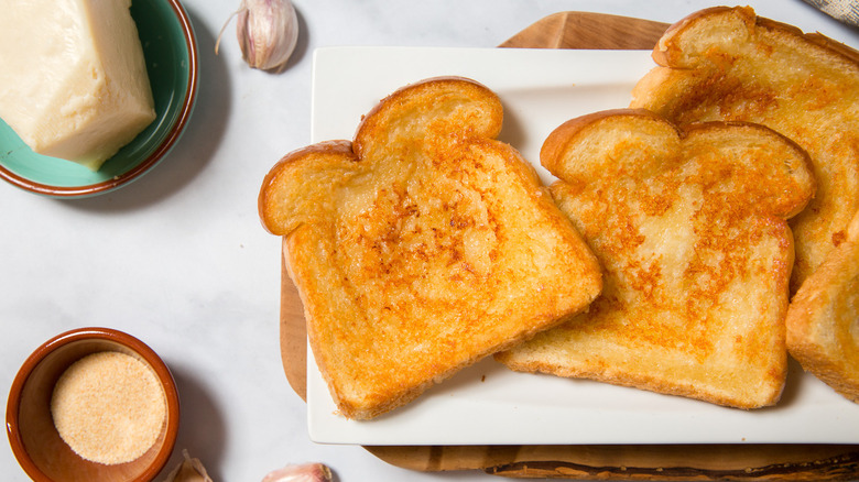 cheese toast served on table
