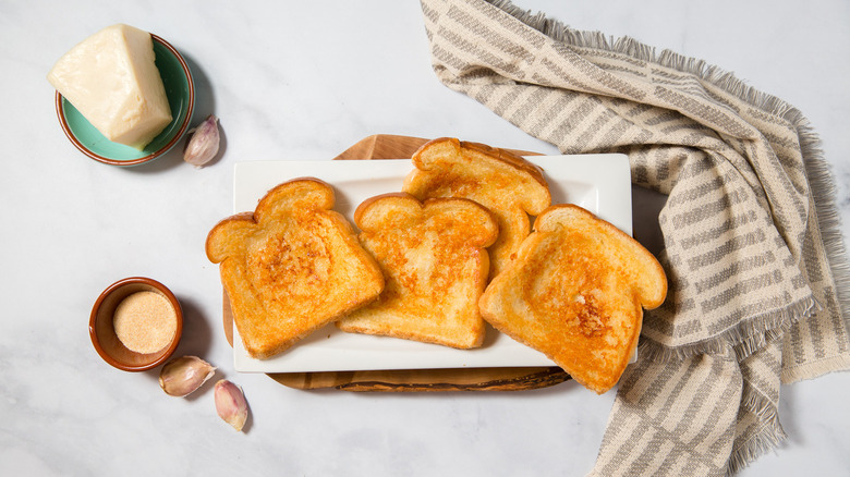 cheese toast served on table